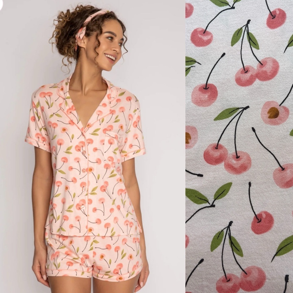 PJ SALVAGE Cherry Print PJ Set with Matching Headband NWT* Size XL